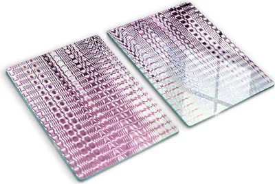 Produktbild von Tulup Glas Herdabdeckplatte - 2x40x52 cm - Glaskeramikkochfeld-Abdeckung Spritzschutz Glasabdeckplatte Kochplattenabdeckung und Schneidebrett - Zweiteilig - Kunst: modern & klassisch - Fraktale Grafiken - Silber