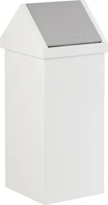 Produktbild von Eckiger Aluminium Abfallbehälter Haiti mit Swingdeckel | 110 Liter, HxBxT 100x36x36cm | Weiß