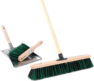 Produktbild von BawiTec Kehrbesen Set BawiMix 40cm mit Holzstiel 140cm Kehrset Besen Garten Hof