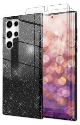 Image de Housse hybride pailletée pour Samsung Galaxy S23 Ultra, 2x protection d'écran Noir