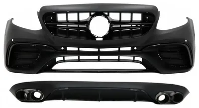 Produktbild von Frontstoßstange für Mercedes E C238 A238 2016+ E63 Look Diffusor Auspuff Tipps Schwarz.