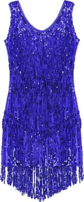 Produktbild von Damen Pailletten Gr. L Kleid Salsa Rumba Tanzbauch Tanzkleid Metallic Kleid Glänzend Tanzkleid für Party