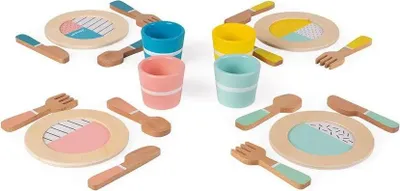 Immagine prodotto di Stoviglie in legno Janod - stoviglie per bambini per giochi di ruolo e cucina