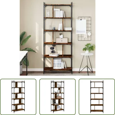 Produktbild von The Living Store Bücherregal 6 Böden Räuchereiche 76x32x192 cm Holzwerkstoff