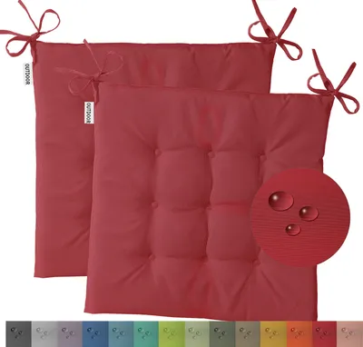 Obrázek produktu pro heimtexland 2-pack venkovní židle polštář sedák polštář vodoodpudivý počasí odolný zahradní polštář 40x40 prošívané zahradní židle zahradní lavice polštář UV odolný typ 551 červená