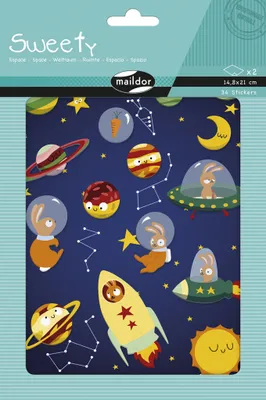 Produktbild von Maildor 10x Sweety, 2 Stickerbogen 14,8x21cm, Weltraum - Mehrfarbig AE224C