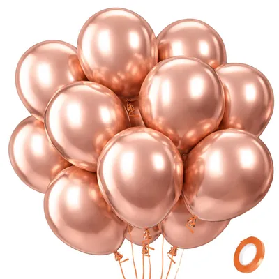 100 Ballons Metallic Roségold, 30 cm, Latex, Helium geeignet