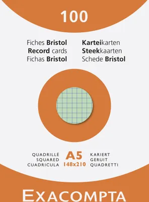 Image de Exacompta 10x Étui de 100 fiches bristol 5x5 non perforé 148x210mm assort 13378E