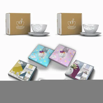 Produktbild von Fiftyeight Tassen-Set 2-tlg. 200 ml + Servietten Nr 012 weiß Kaffeetassen