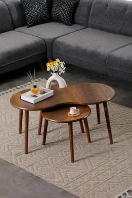 Produktbild von Skye Decor, Marlo - Walnut, Couchtisch-Set, Nussbaum, 100 % MDF, 100 x 50 x 45 cm