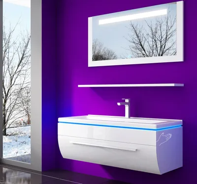 Produktbild von Badmöbel Set 60 cm Weiss Lackiert Komplett Hochglanz Badezimmermöbel 4 Teilig