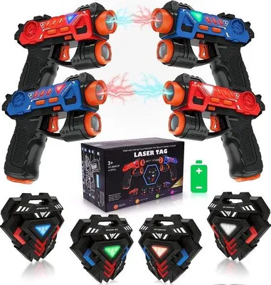 Produktbild von Unyqoos® Laser-Tag Set – 4er Infrarot-Pistolen mit Westen, 4 Spieler & 4 Schießmodi, Indoor/Outdoor, zweifarbig, Reichweite bis 60 Fuß, Spielzeug 4–10 Jahre