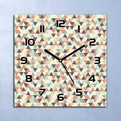 Produktbild von Wanduhr Echt-Glas-Küchenuhr Dreiecke Muster Bunt Quarz 30x30 Deko Bilder