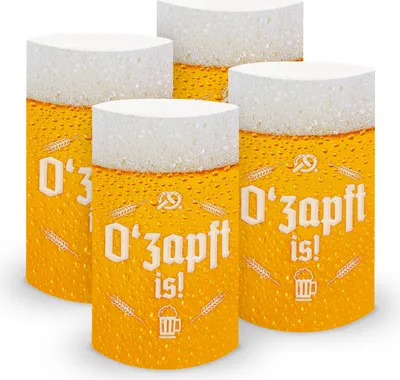 Produktbild von itenga 6x Windlicht klein O zapft is! Bayrisch Bier Rustikal Mottoparty 10,0 cm