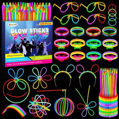 Image de Kit de 326 bâtons lumineux néon pour fêtes Enfants Mariages Festival Nouvel An