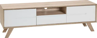 Obrázek produktu pro BELIANI TV nábytek bílá světlá barva dřeva MDF deska borovice 45 x 150 x 40 cm Moderní Trendy Elegantní Multifunkční 2 přihrádky obývací pokoj