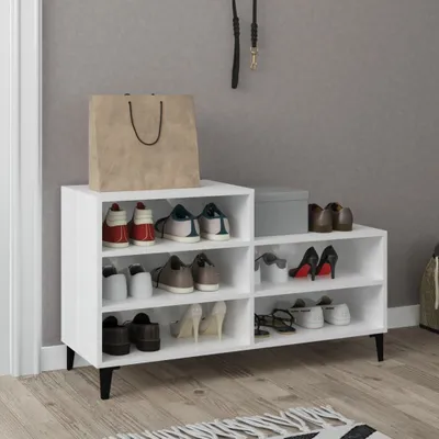 Produktbild von vidaXL Schuhregal Hochglanz Weiß 102x36x60 cm Holzwerkstoff - Schuhregal - Schuhregale - Schuhschrank - Schuhaufbewahrung