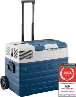 Produktbild von TZS First Austria Kompressor Kühlbox, 43 L, -20°C bis +20°C, MAX/ECO, Innenbeleuchtung, USB-Anschluss, Trolleyfunktion und Tragegriffe