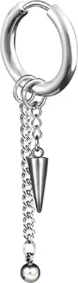 Produktbild von 1 Stück Männer Mode Lange Kette Ohr Piercing Schleife Clip Hoop Ohrring Schmuck Geschenk-Stahlfarbe 1