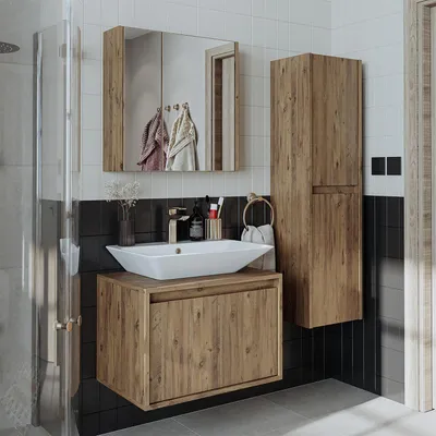 Produktbild von Roomart ATLANTIC-65 Badmöbel-Set 4-teilig 65 cm breit, Eiche