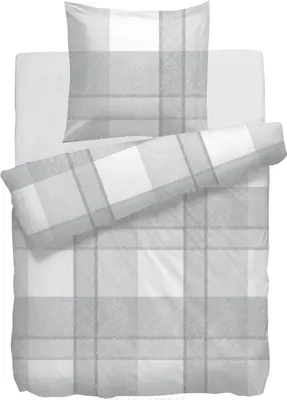 Produktbild von HnL Satin Bettwäsche Kariert Grau Refined Cash 155x220 cm