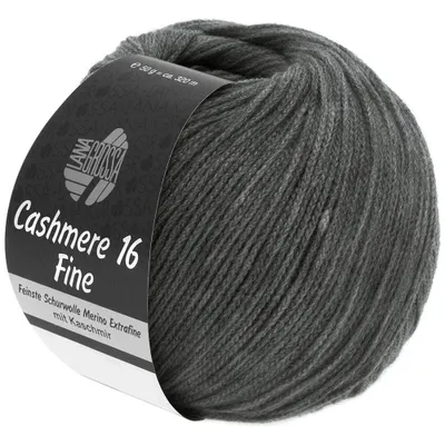 Produktbild von Lana Grossa CASHMERE 16 FINE 50 g feinste Schurwolle Merino Extrafine mit Kaschmir-Anteil 320 m Farbe 016 - Dunkelgrau