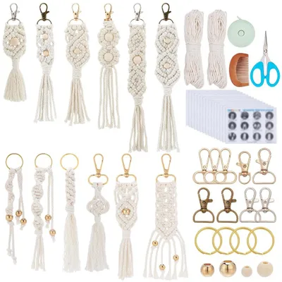 Produktbild von 11-teiliges DIY-Set für Makramee-Schlüsselanhänger im Boho-Stil