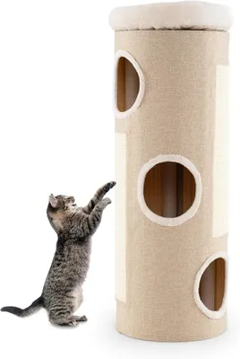 Imagen del producto de Caseta para gatos XXL, 113 cm, con 3 escondites (color beige)