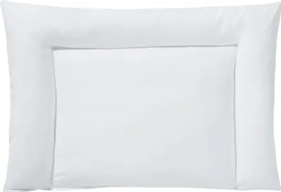 A white flat pillow with a border.