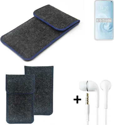 Produktbild von K-S-Trade Handy Schutz Hülle kompatibel mit Meizu 17 Pro Schutzhülle Handyhülle Filztasche Pouch Tasche Case Sleeve Filzhülle dunkelgrau, blauer