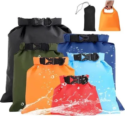 Produktbild von 6 Stück wasserdichte Taschen, leichte Outdoor Dry Bag-Sets, 1,5/2,5/3/3,5/5/8L, wasserdichte Aufbewahrungs-Tasche, Trockentasche, Tragetasche, wasserdicht, für Kajaks, Wandern, Camping