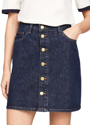 Produktbild von Tommy Hilfiger Damen Rock Denim Mini Jeansrock mit Knöpfen, Blau (Cler), 44