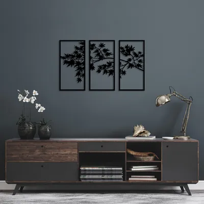 Obrázok produktu pre Wallity, Strom- SKL2347, Čierna, Ostatné bytové dekorácie, 34 x 67 cm, 100% kov (hrúbka: 1