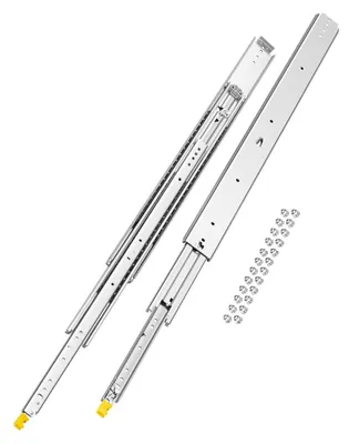 Produktbild von VEVOR 1 Paar Vollauszugsschubladenschienen 16 18 20 24 30 35 37,4 59 24 32 36 40 48 60 Zoll, 250 lbs Tragfähigkeit, verriegelbare Schubladenschienen, Kugellager mit Verriegelung, seitlich montierte Schubladenschiene, 96,5 cm