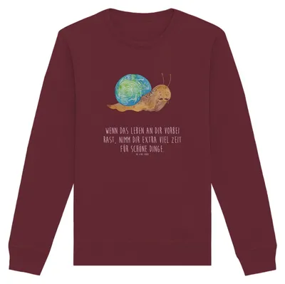 Produktbild von Mr. & Mrs. Panda Baumwoll Pullover Schnecke Sir Größe XXL - Burgundy - Geschenk, Sweater, Sweatshirt, Pulli, Motivation, Lebensmut, Schnecken, Bio-Pulli, Nachhaltiger