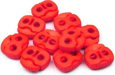 10 Stück Kordelstopper mit zwei Löchern hellrot