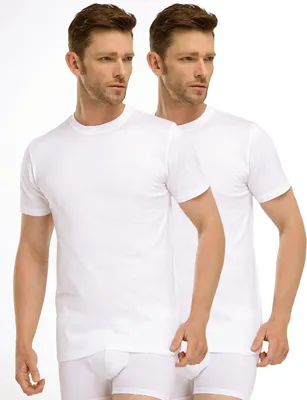 Produktbild von Toker Collection® T-Shirt Herren Basic T-Shirt 2er Pack Rundhals Ausschnitt