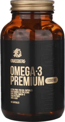Produktbild von Grassberg Omega-3 Premium 1200mg (90 caps) Unflavoured - Vitamine, Mineralien & Gesundheit - Fettsäuren