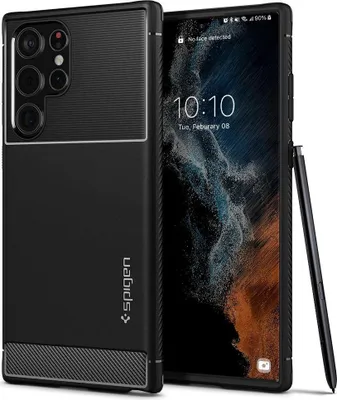 Produktbild von Spigen Rugged Armor Cover fr Galaxy S22 Ultra - Schwarz
