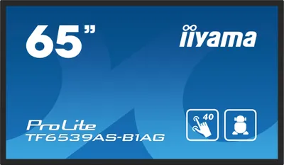 Obrázok produktu pre iiyama TF6539AS-B1AG, Dizajn stánku, 163,8 cm (64.5"), LED, 3840 x 2160 px, 24/7