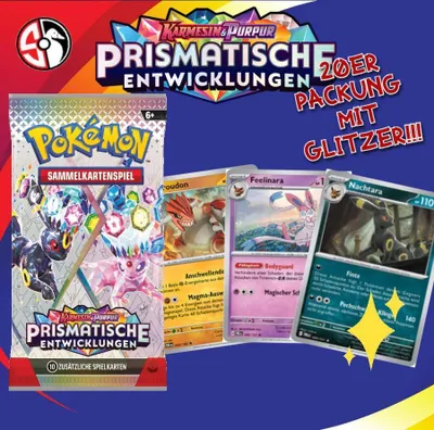 Produktbild von POKÉMON PRISMATISCHE ENTWICKLUNGEN 20 Stück | | GLITZER, DEUTSCH, BOOSTERFRISCH sammelkarten