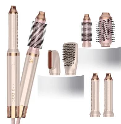 Produktbild von UKLISS 6-in-1-Haarstyler, 1300 W, 110.000 U/min, mit Luftlockenstab, Glättbürste, Rosa