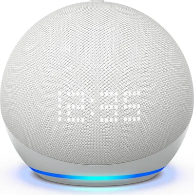 Produktbild von Amazon Echo Dot 5 Weiß mit Uhr