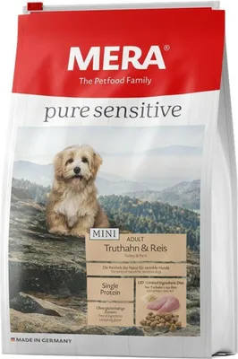 Produktbild von MERA Dog Pure Sensitive Mini Truthahn & Reis | 1kg Hundefutter