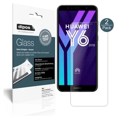 Produktbild von 2x Schutzfolie für Huawei Y6 (2018) matt - Anti-Shock 9H Folie dipos Glass
