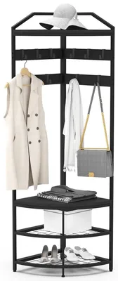 Productafbeelding van Kapstok - Hoekgarderobe - Metaal - 50 x 50 x 181 cm - Zwart
