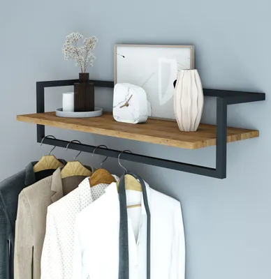 Produktbild von Wandgarderobe 'Evje' 80x30x20cm Holzfarben/Schwarz