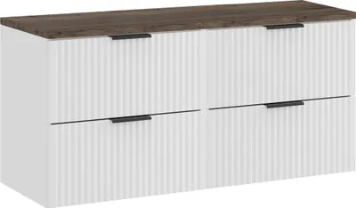 Image de Ensemble De Salle De Bain 120 Cm Blanc Mat, Meuble Sous Lavabo Avec Plan De Travail