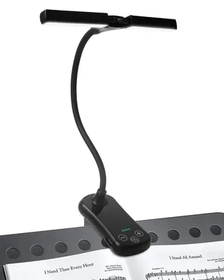 Productafbeelding van Muziekstandaardlamp met clip, 14 LEDs, 3 kleuren, oplaadbaar via USB-C