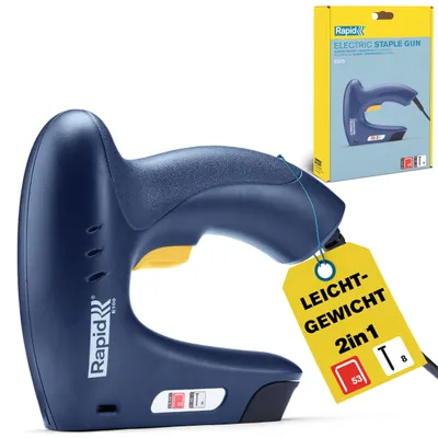 Imagen del producto de Rapid Tools 5001699: Grapadora eléctrica E100, color azul, en caja